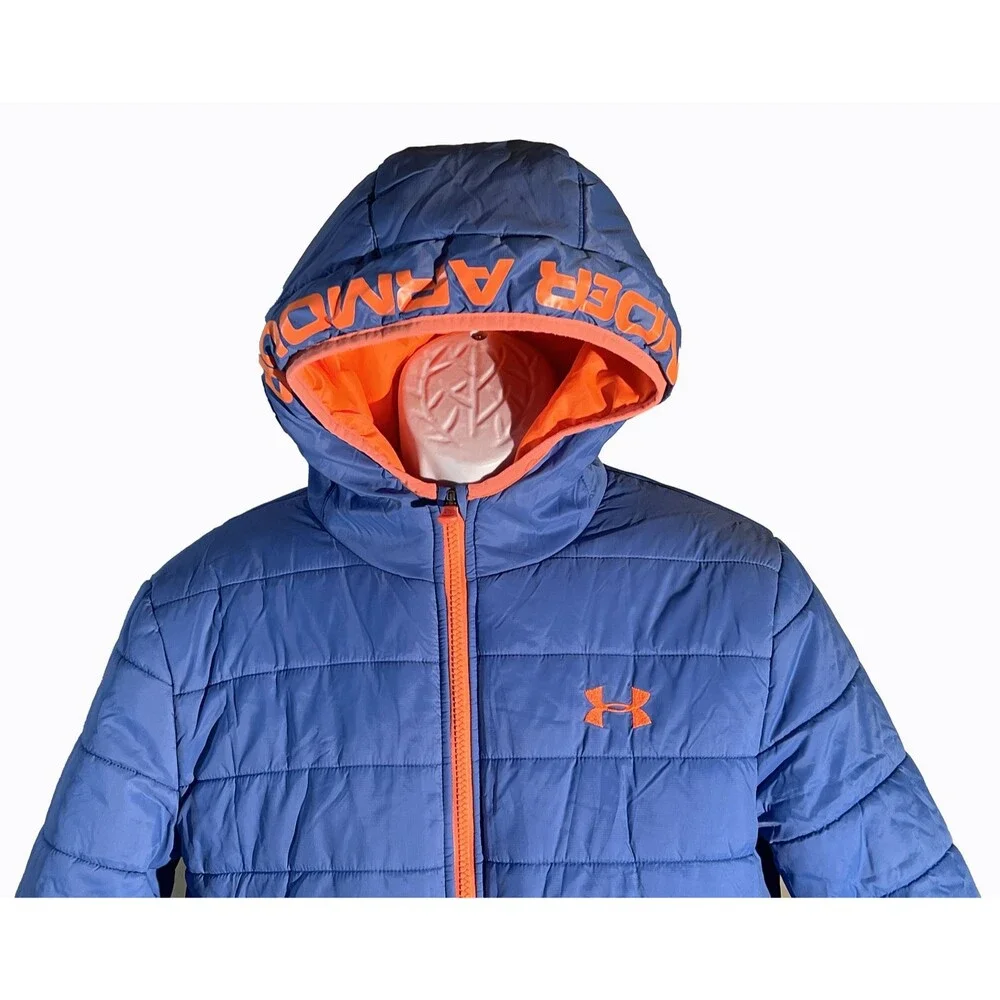 Under Armour Loose Long Sleeve Full Zip YXL JTG EG Cold Gear Jacket Blue‎ Orange